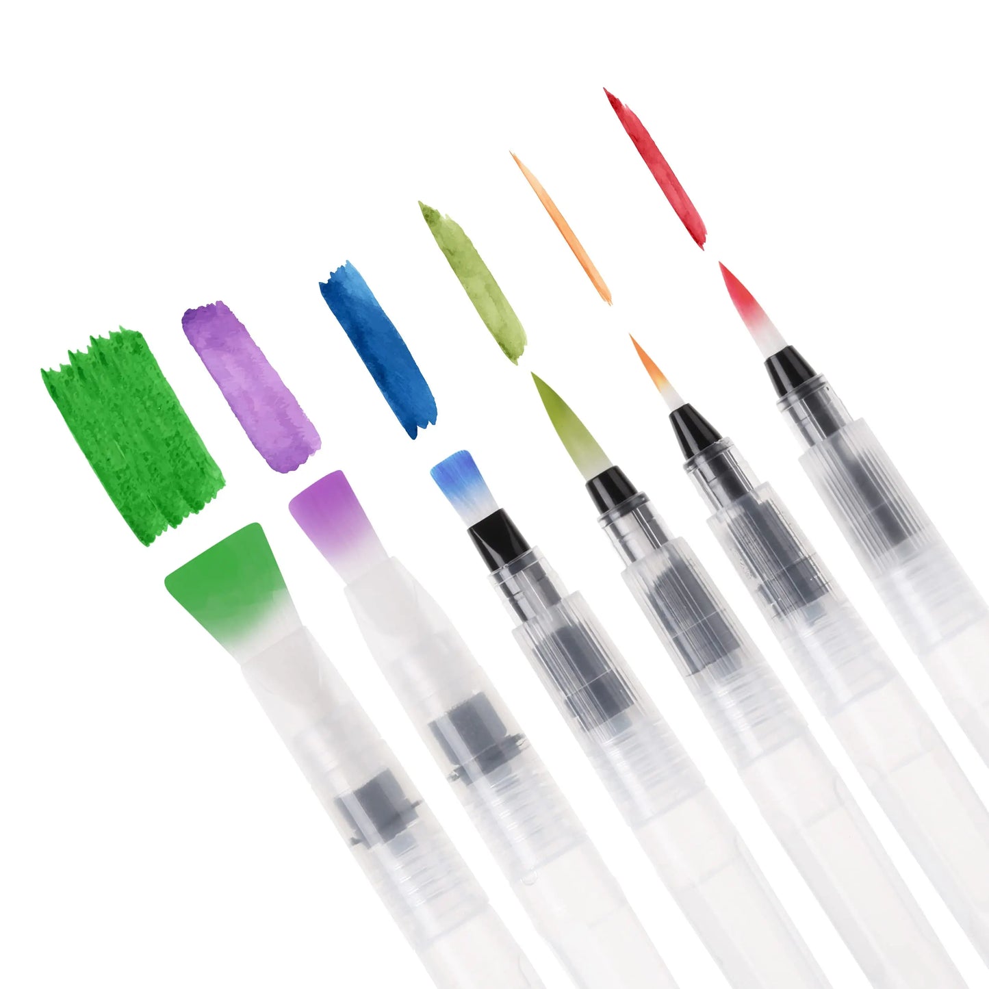 6 Watercolour pen brushes - assorted sizes - Tinkercito